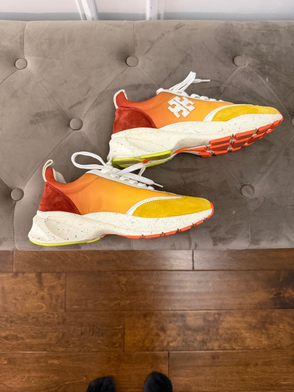 Tory Burch Good Luck Trainer sneaker Orange, Yellow & Red Women’s Sneakers